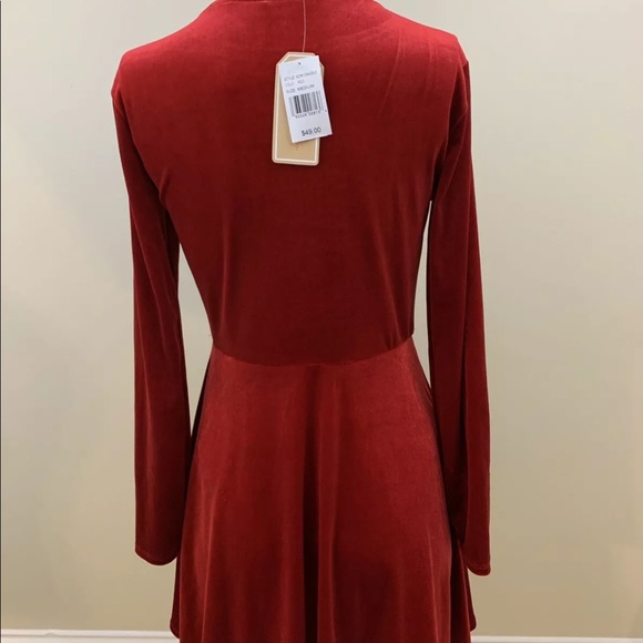 New Copper Key Girls Velvet Dress Red Medium - Picture 2 of 7